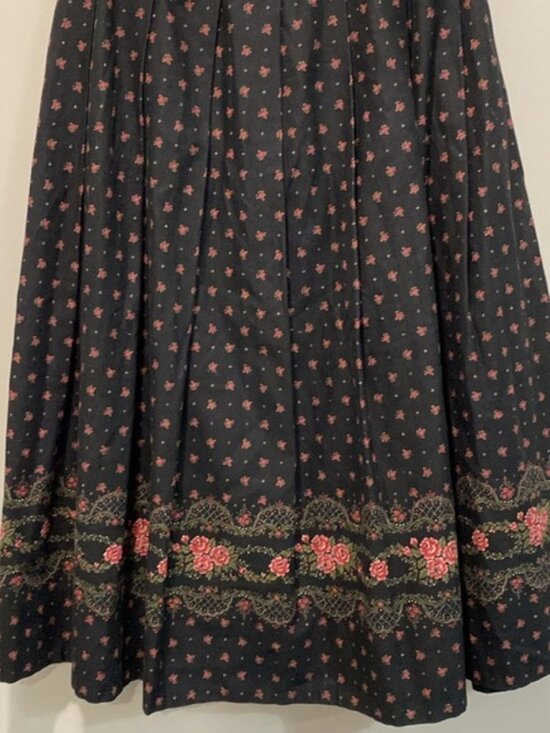 Vintage Original Alpen Trachten Pleated Black Skirt full A-Line Size large 44 - Picture 8 of 12